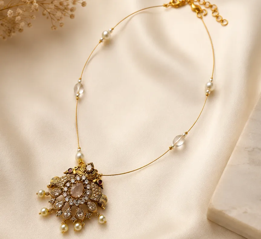 Royal Peacock Kundan Heritage Pendant